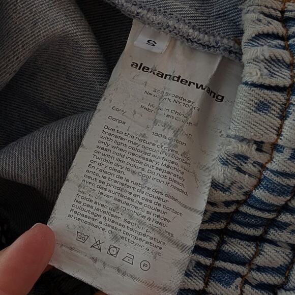 Alexander Wang Blue & White Logo Print Jogger Disstressed Cropped Jeans, size S - Picture 10 of 10